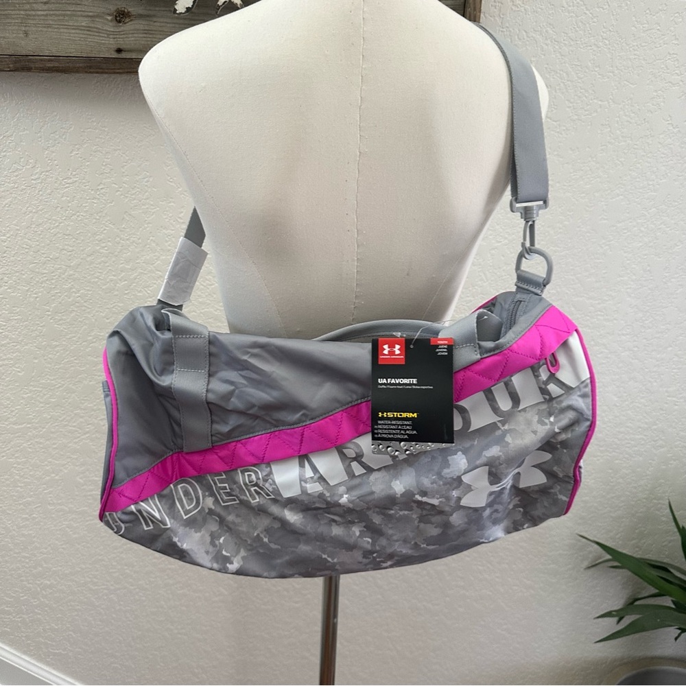 Under Armour Gray and Pink Duffel Bag